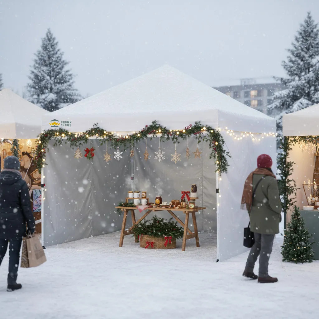 Christmas Outdoor Gatherings Made Easy with Crown Shades® Canopies