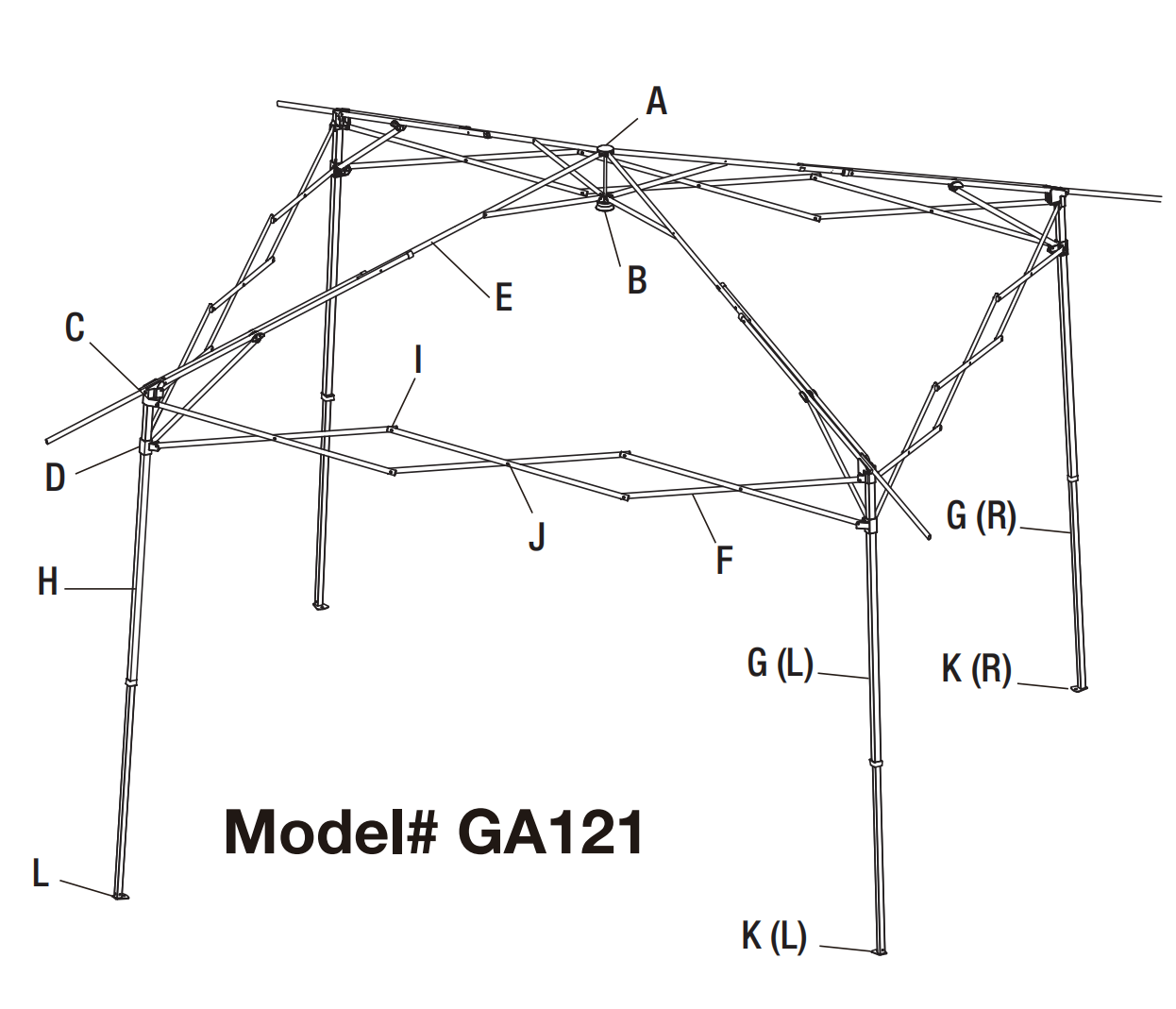 Piezas de repuesto 11x11 para gazebo modelo GA121