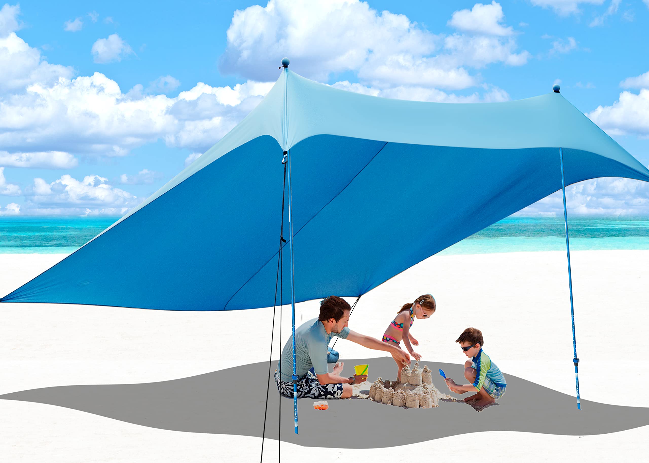 Refugio Solar de Playa 10x10 - Pala de Arena, Postes Telescópicos, Estacas para el Suelo - BT100, BT49