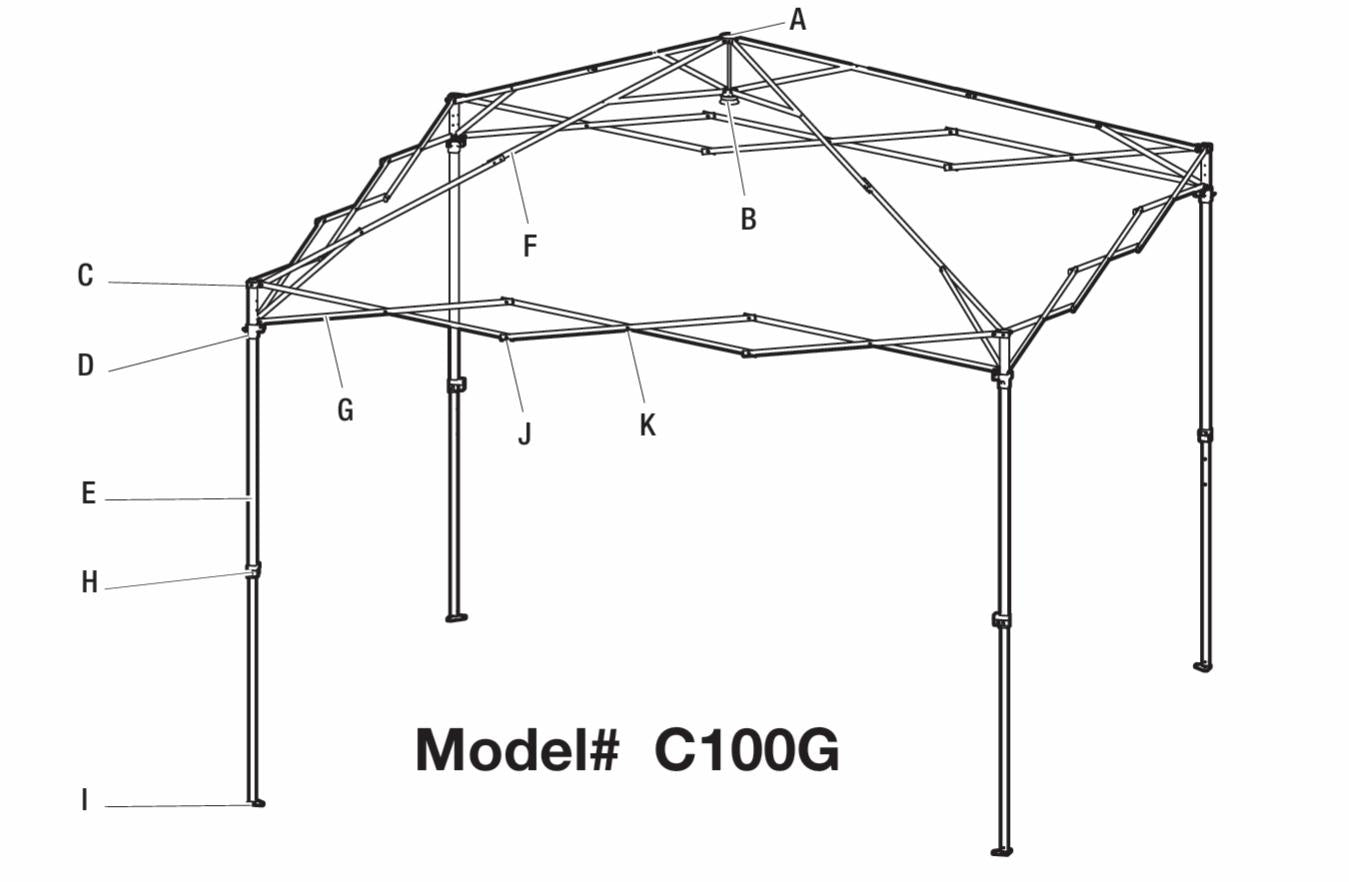 10' x 10' TOLDO INSTANTÁNEO RECTO DE UN SOLO PULSO - LOUISIANA C100G