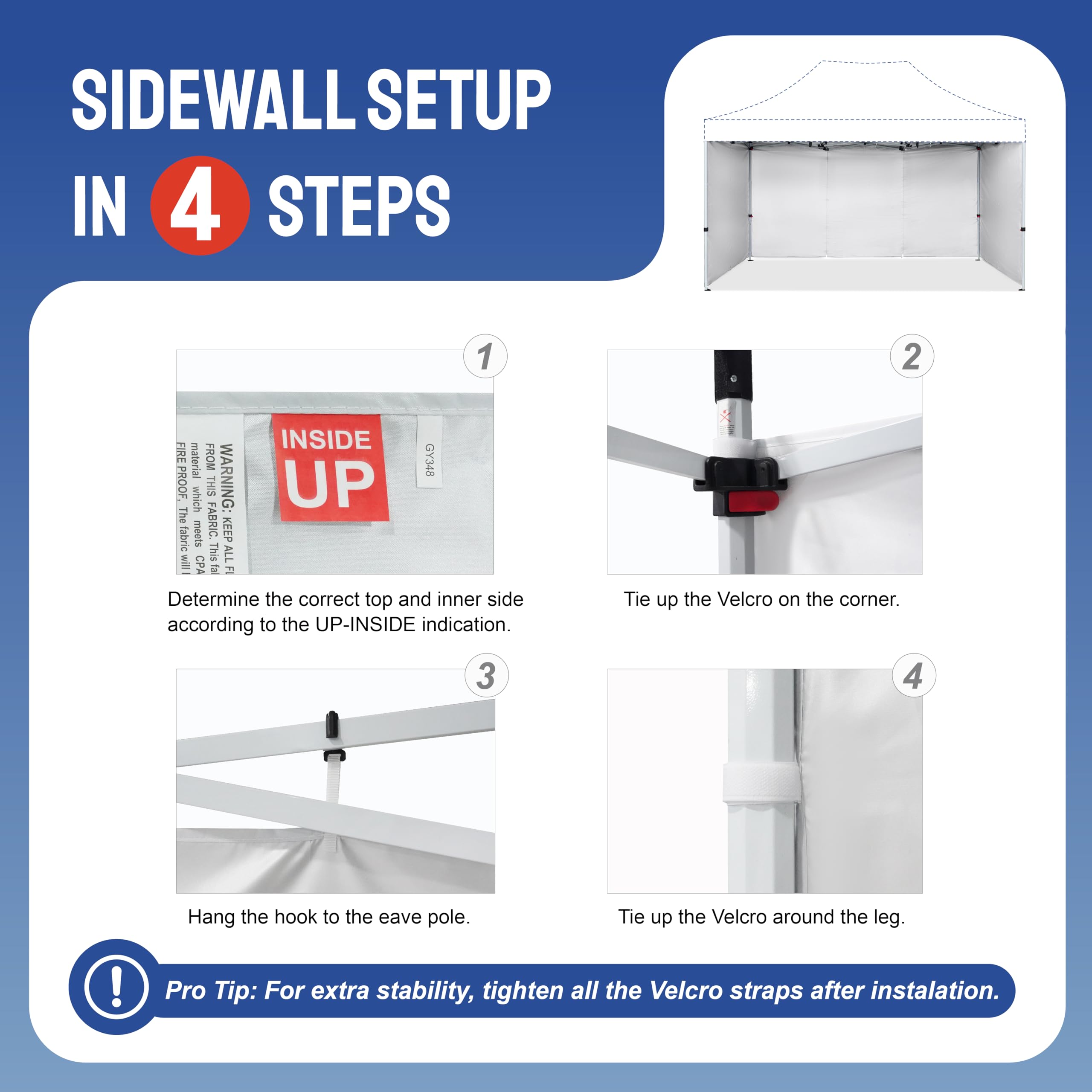 Lonas laterales para toldo 10x15 (paquete de 4)