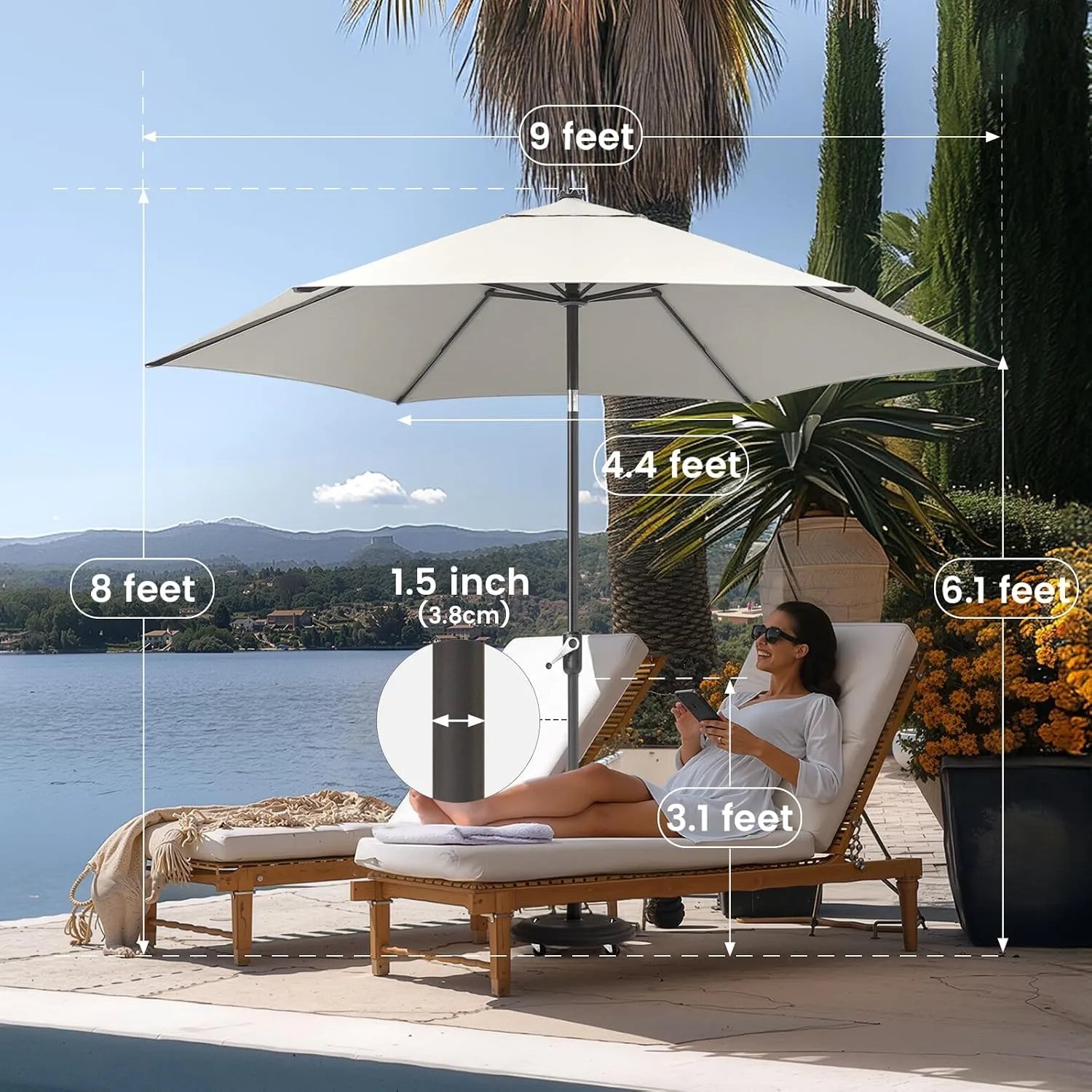 Sol-Shield 9' Resistente al viento | Inclinación profesional de 30°