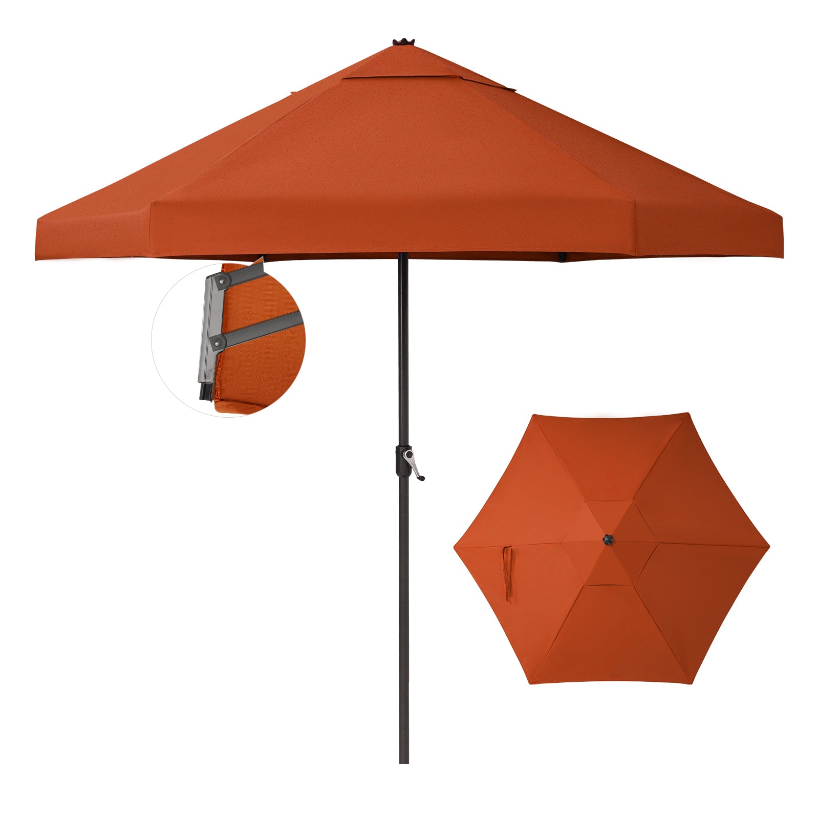 9' red patio umbrella 9 ft Patio Umbrella with Auto-Tilt Crown Shades Color/Pattern: Red