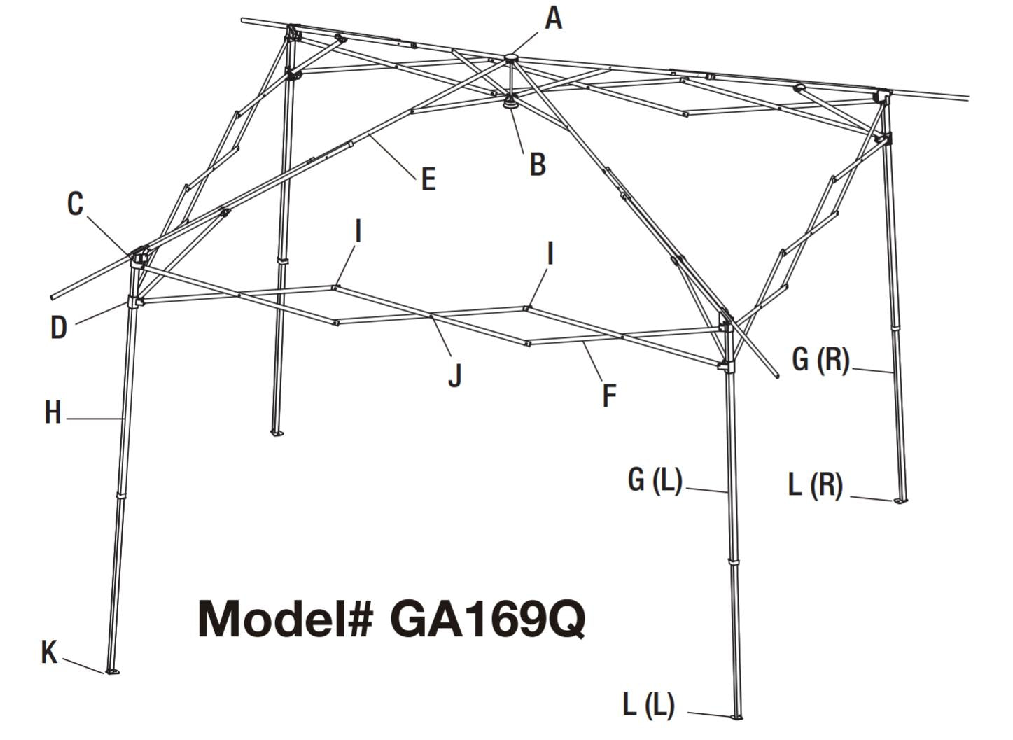 Reemplazo de pieza para toldo de 13 pies x 13 pies (GA169Q)