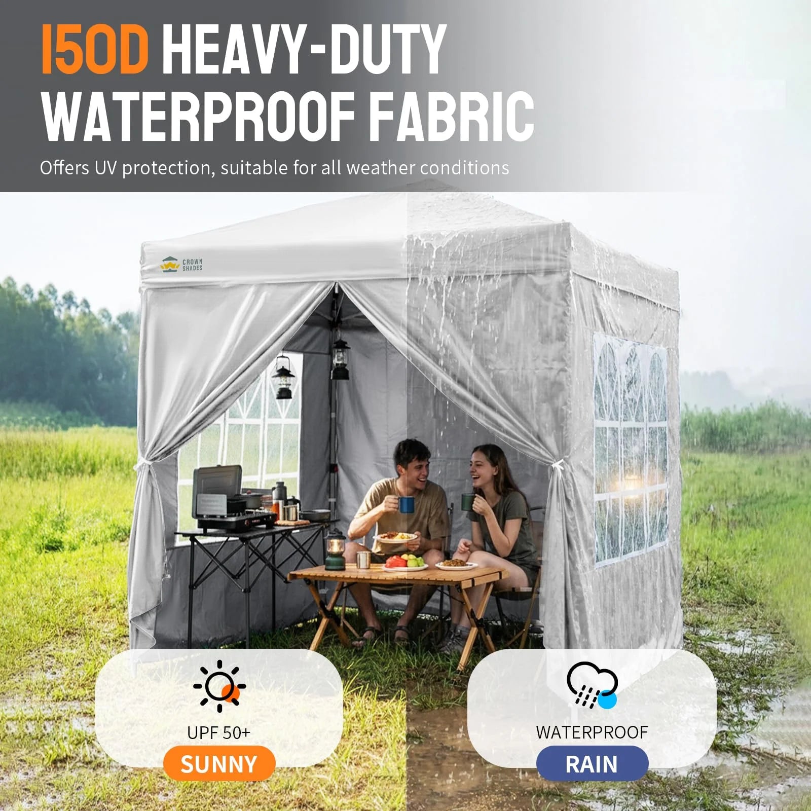 Heavy-Duty Pop-Up Canopy Shelter – 2m x 2m with Side Panels