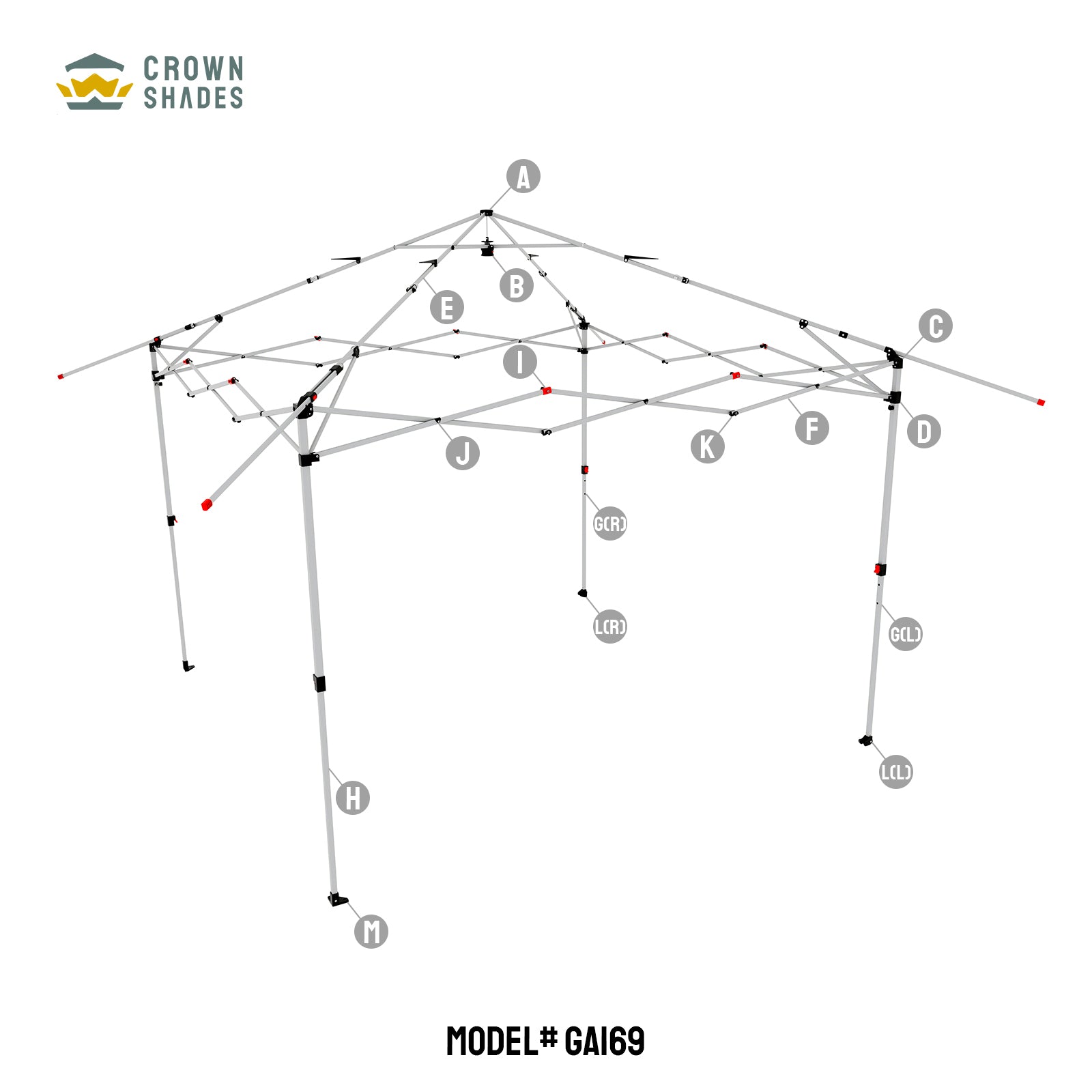 Pièces de rechange | Canopy 13'x13' | Modèle GA169