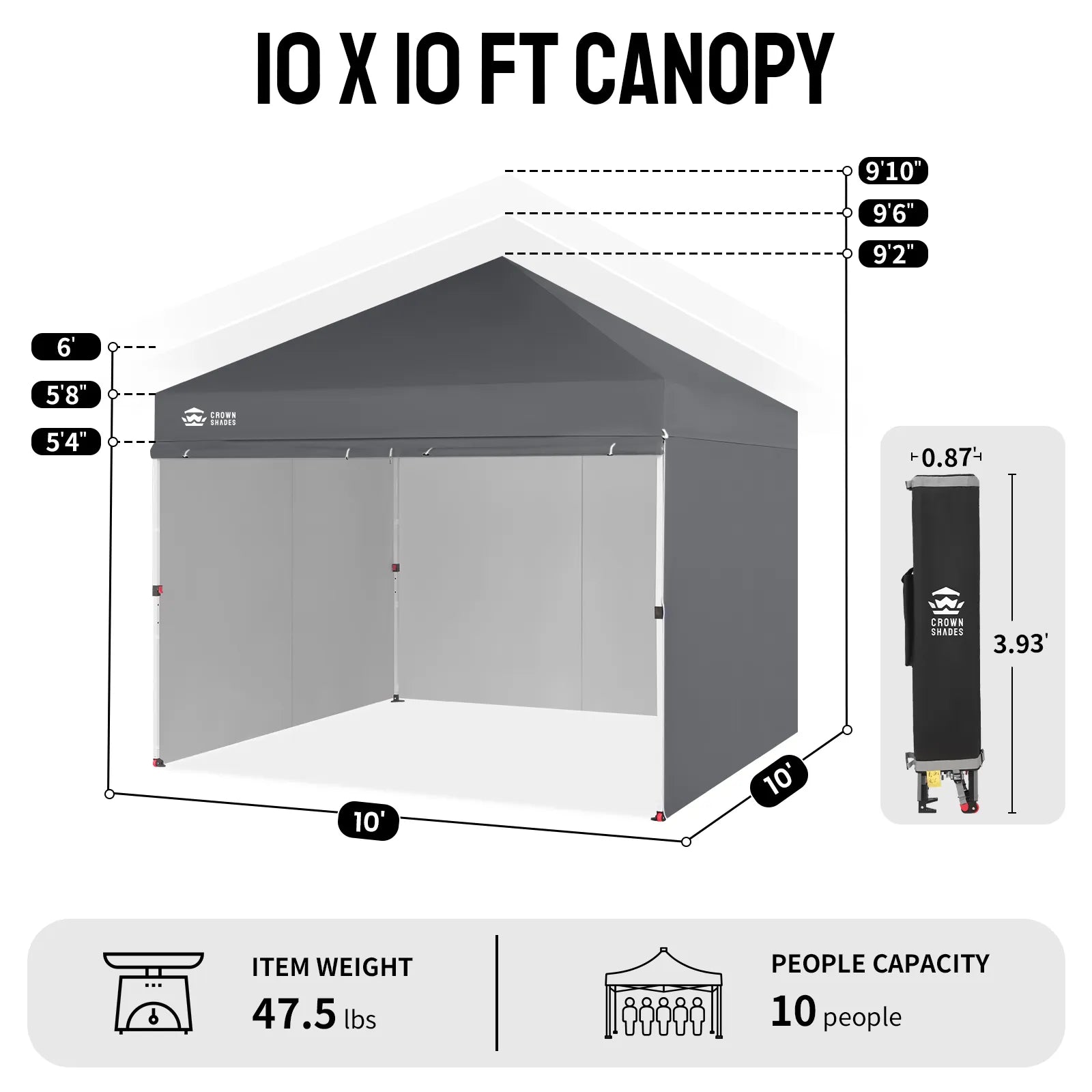 Crown Pro-Duty Carpa 10' x 10' | Suite Empresarial con Pared Completa