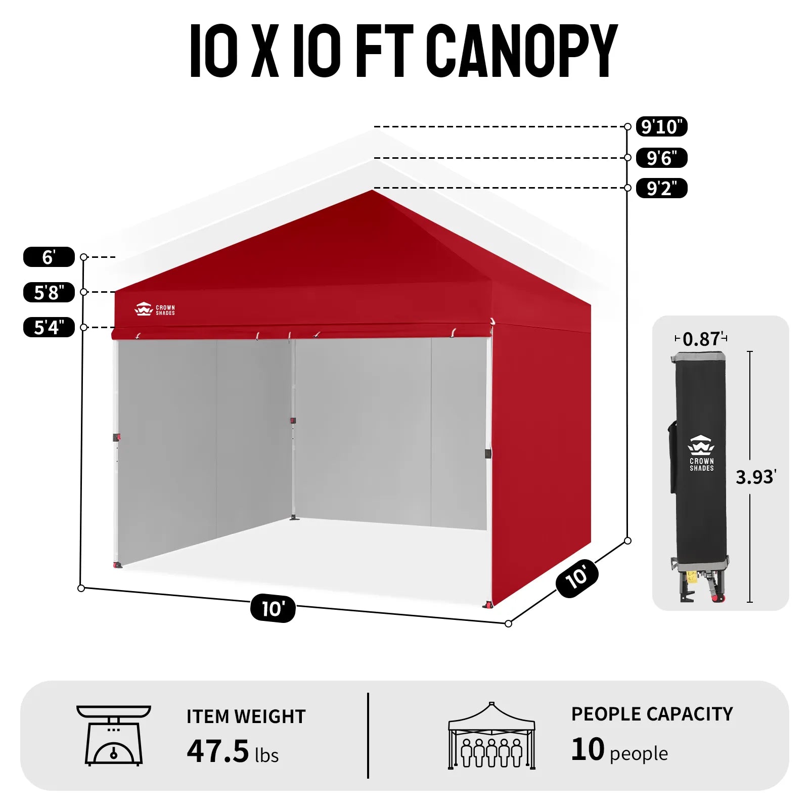 Crown Pro-Duty Carpa 10' x 10' | Suite Empresarial con Pared Completa