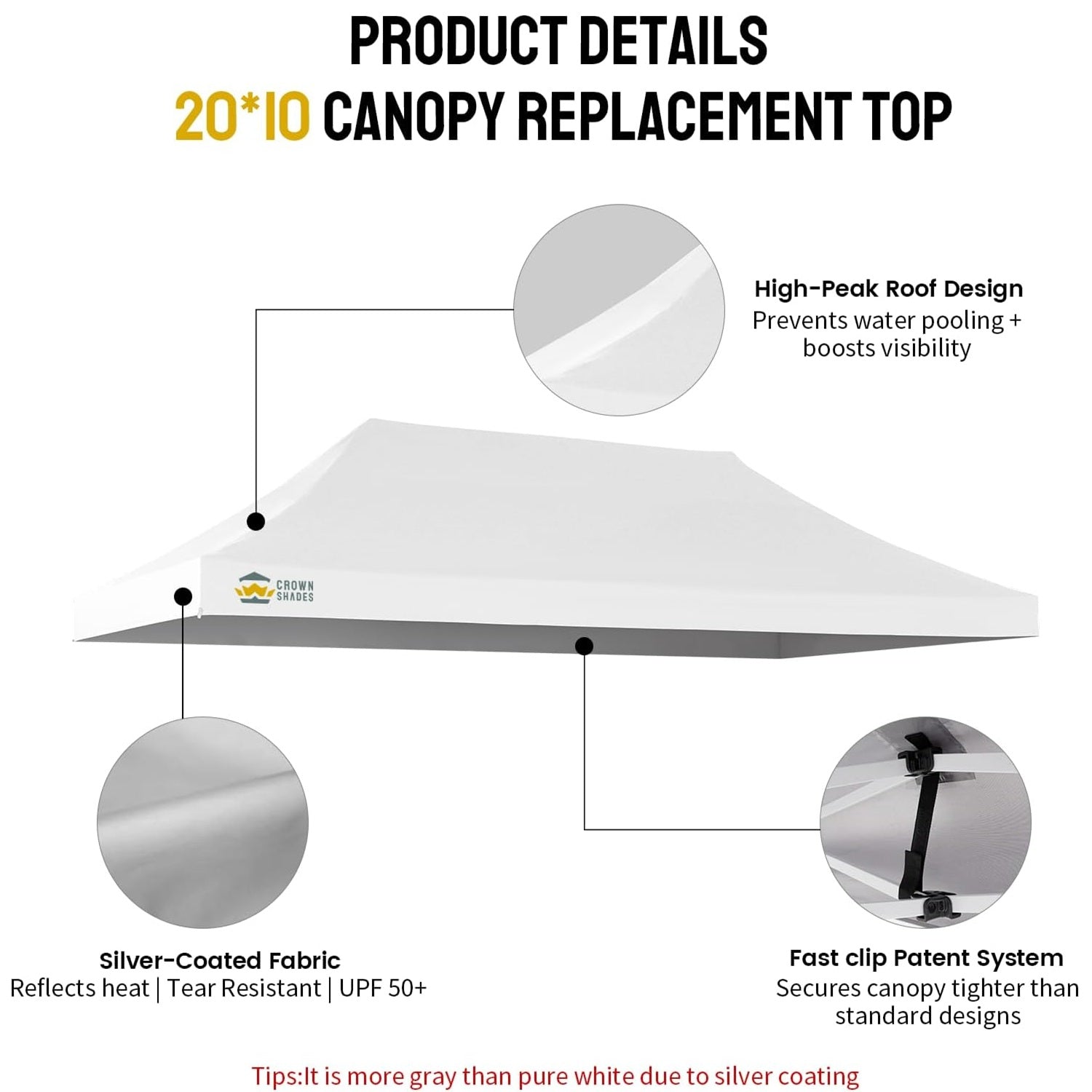 Toit de remplacement pour tonnelle 10x20