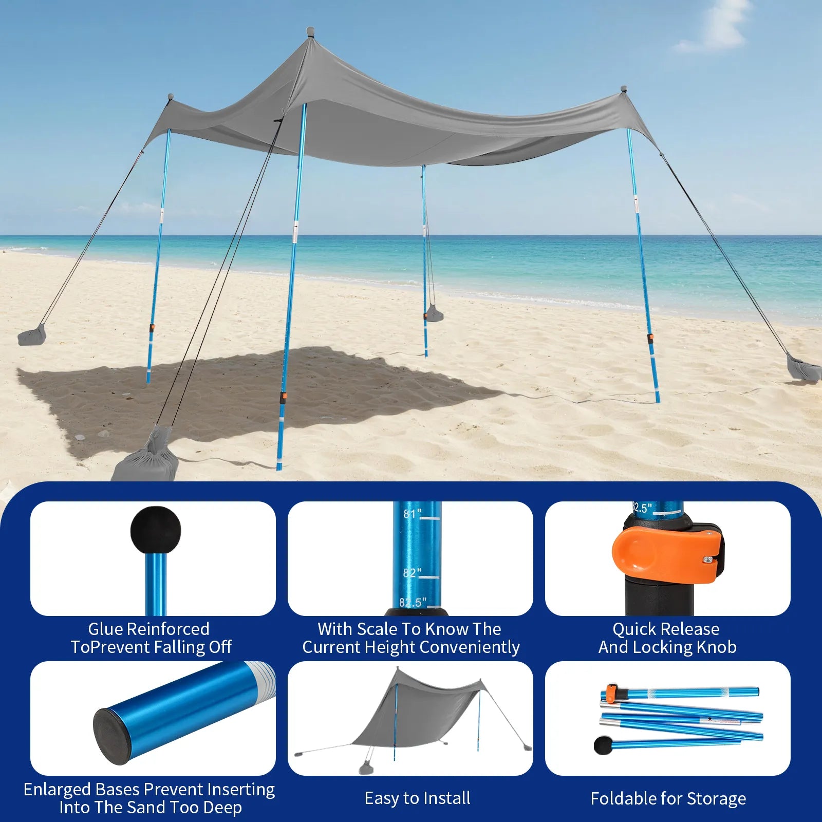 Feather-Lift Tente de plage pop-up | Abri anti-UV 50+ instantané