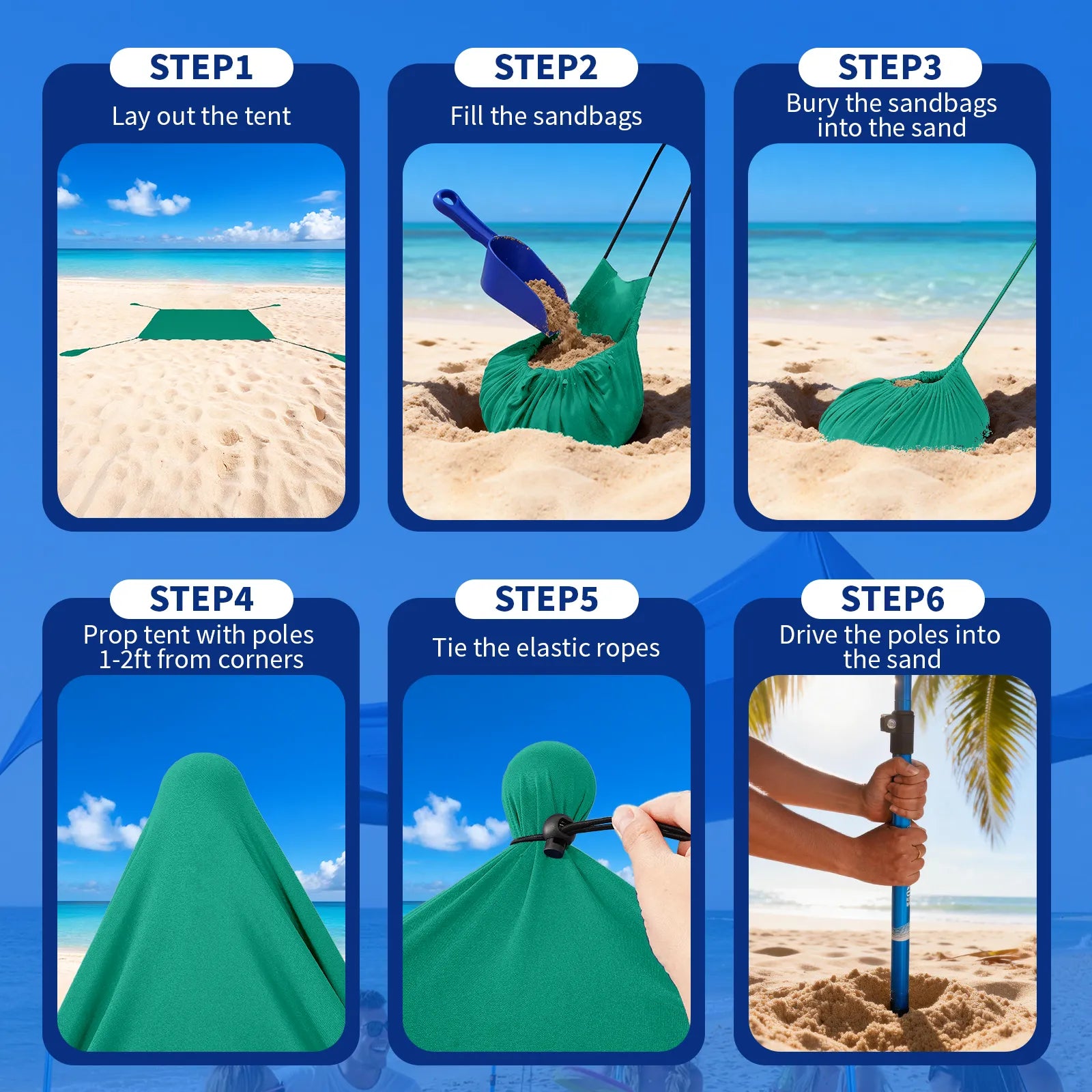 Feather-Lift Tente de plage pop-up | Abri anti-UV 50+ instantané