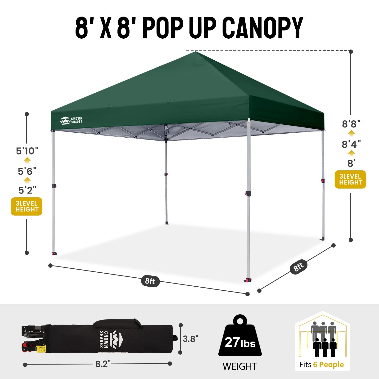 Tonnelle One-Push Lite 8' x 8'