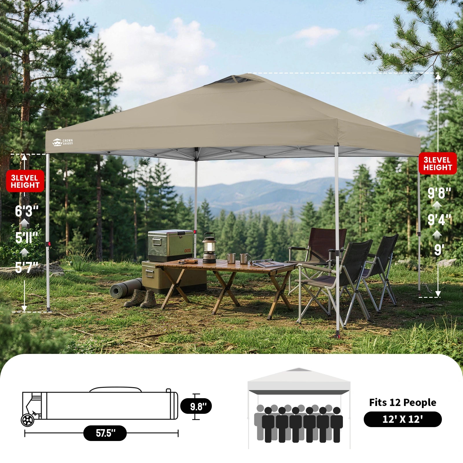 Tonnelle One-Push Max 12' x 12'