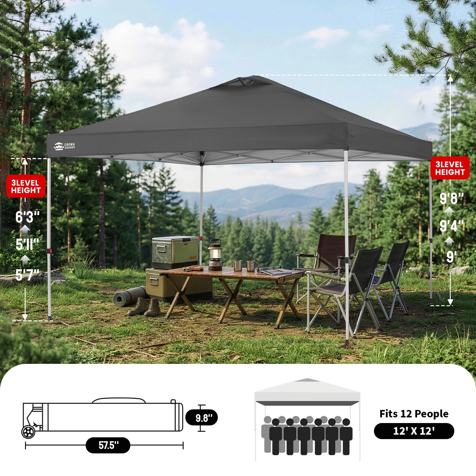 Tonnelle One-Push Max 12' x 12'