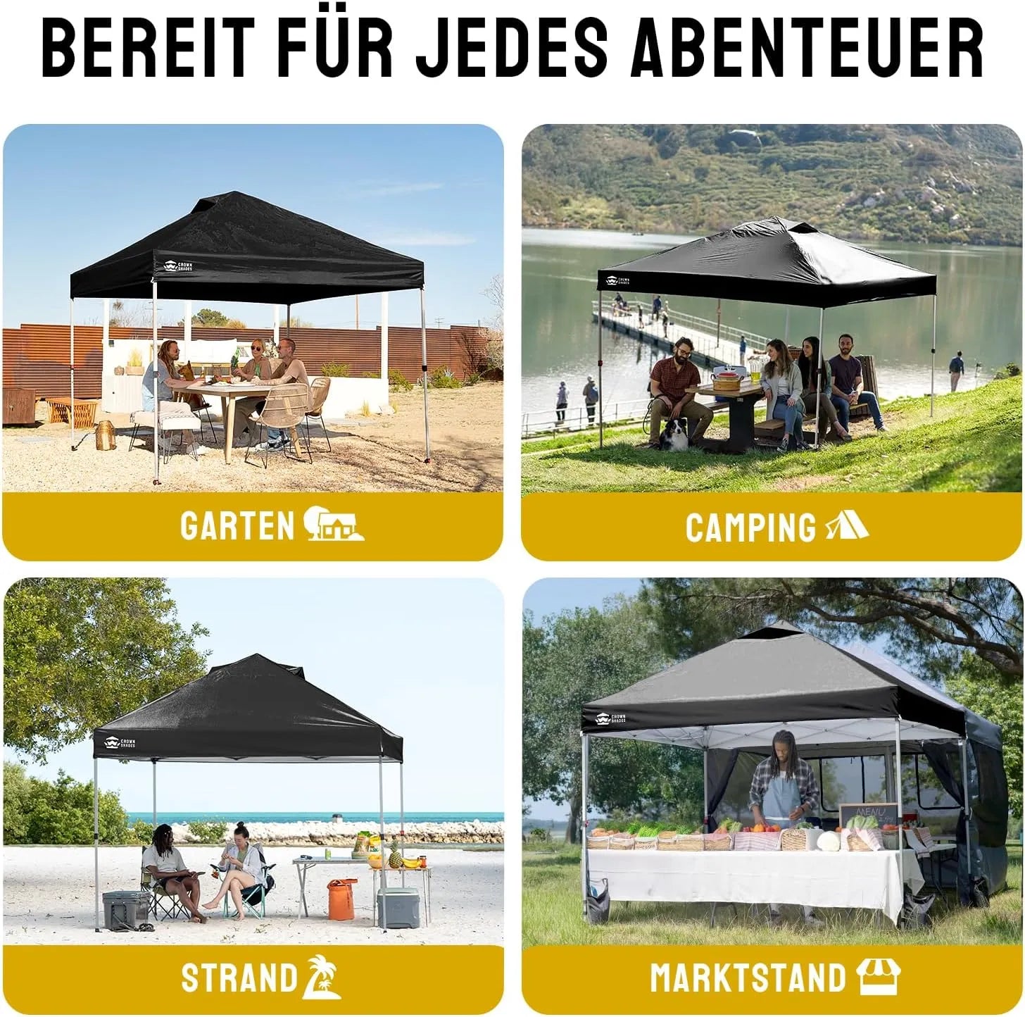 Pop-Up Faltpavillon 3 × 3 m – Wasserdicht, UV50+, Höhenverstellbar, mit Seitenteilen
