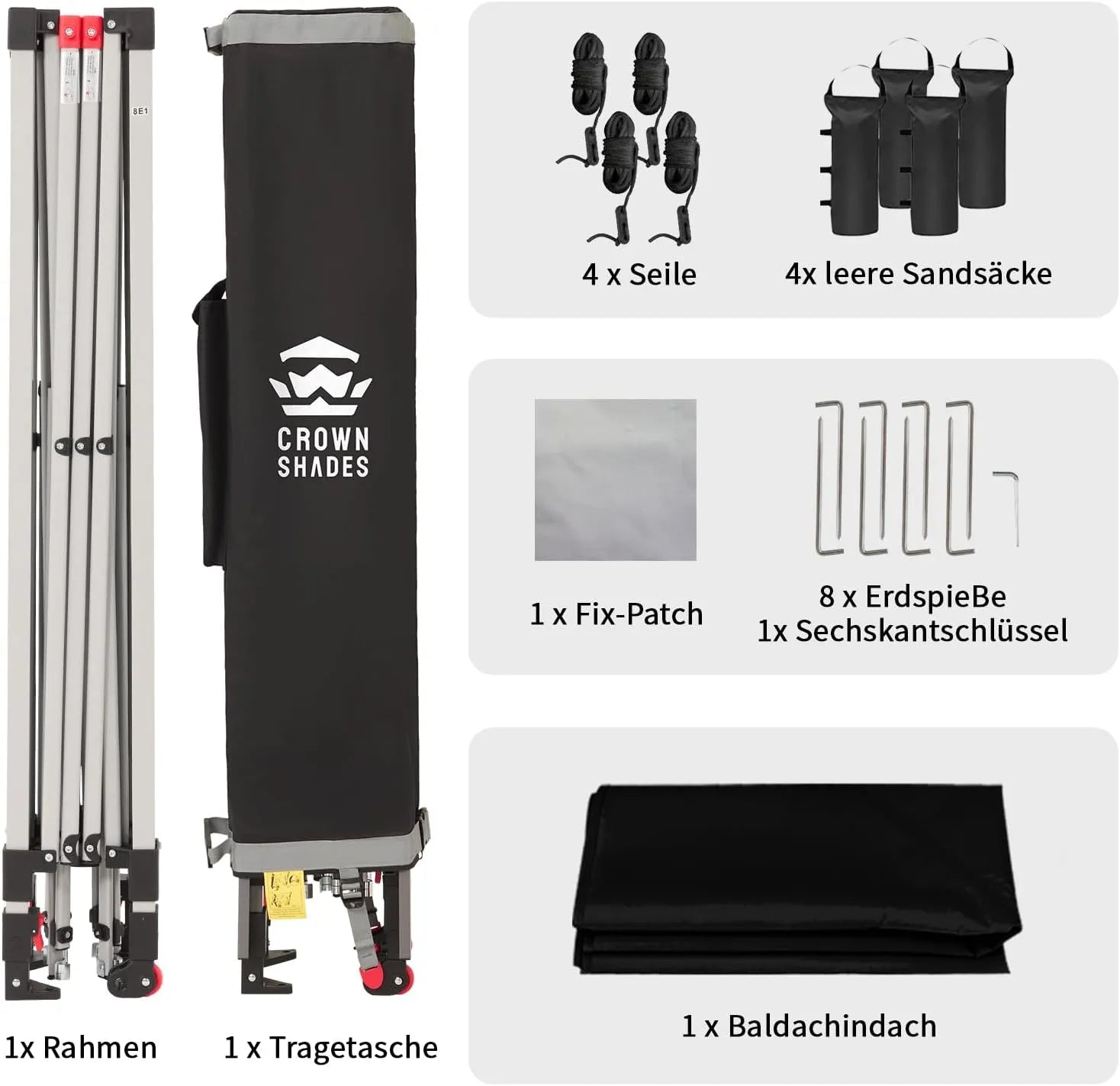 Pop-Up Faltpavillon 3 × 3 m – Wasserdicht, UV50+, Höhenverstellbar, mit Seitenteilen