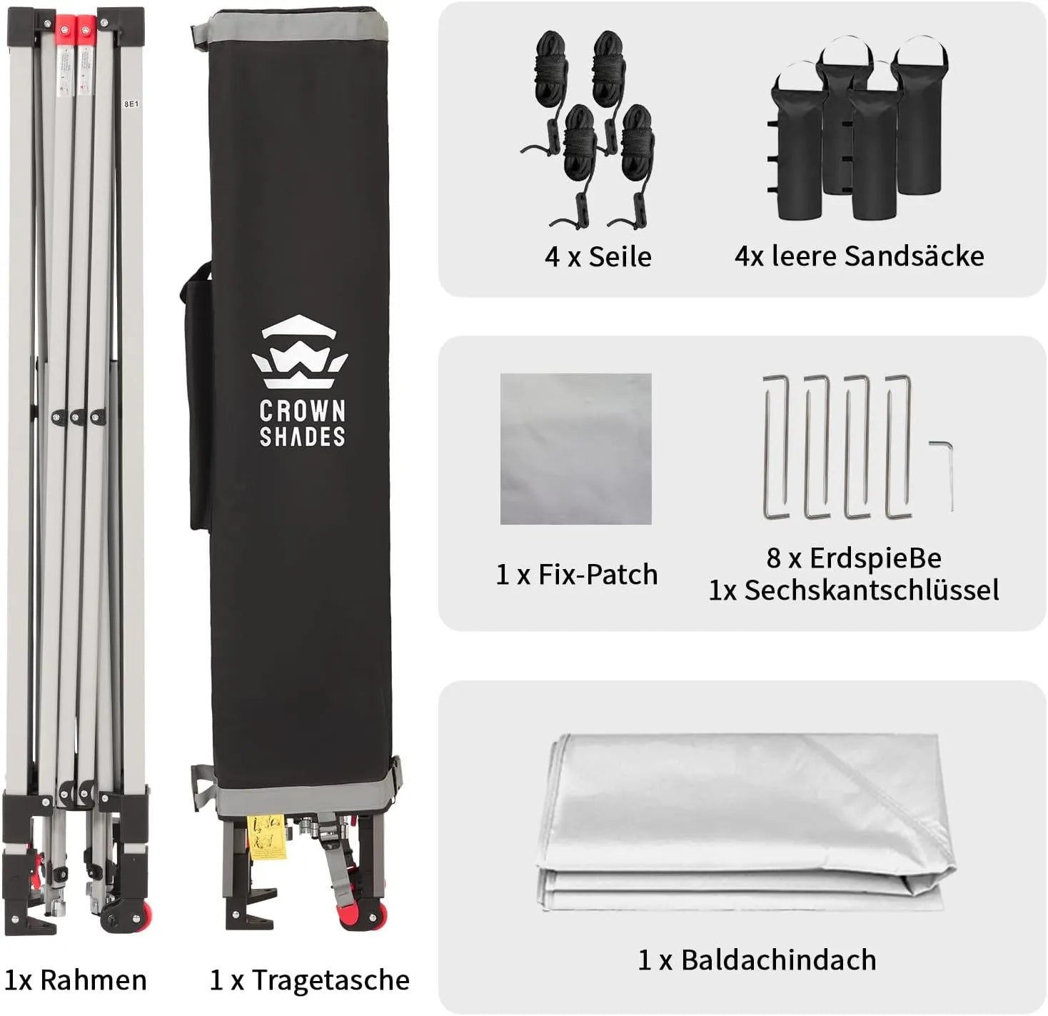 Pop-Up Faltpavillon 3 × 3 m – Wasserdicht, UV50+, Höhenverstellbar, mit Seitenteilen