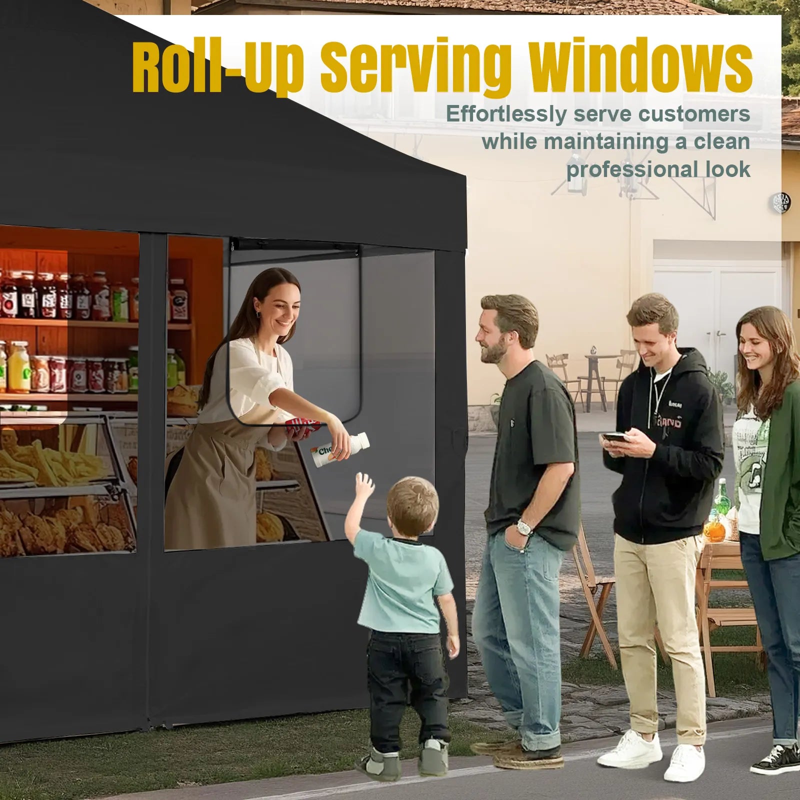 10x10 Pop-Up-Überdachung mit 4 Food-Stand-Seitenwand-Kit