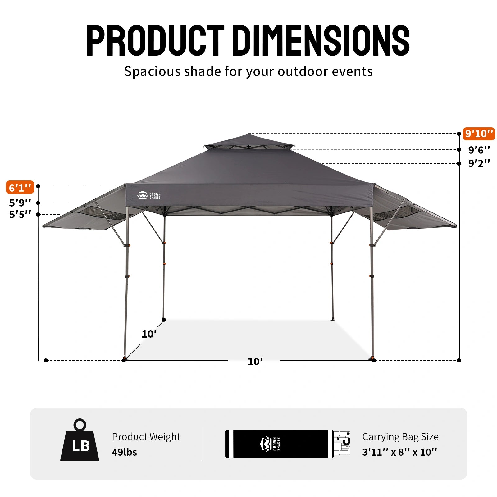 Vista 10' x 18' Carpa | Toldos dobles