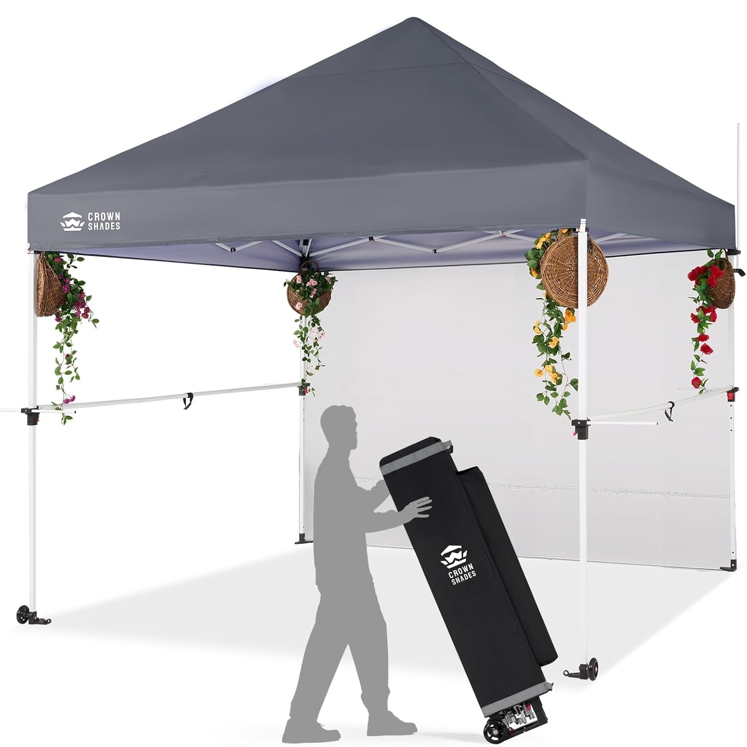 outdoor pop up zelt 10x10 Kommerzielles Pop-Up-Vordach mit Seitenwand – 1-Push-Aufbau