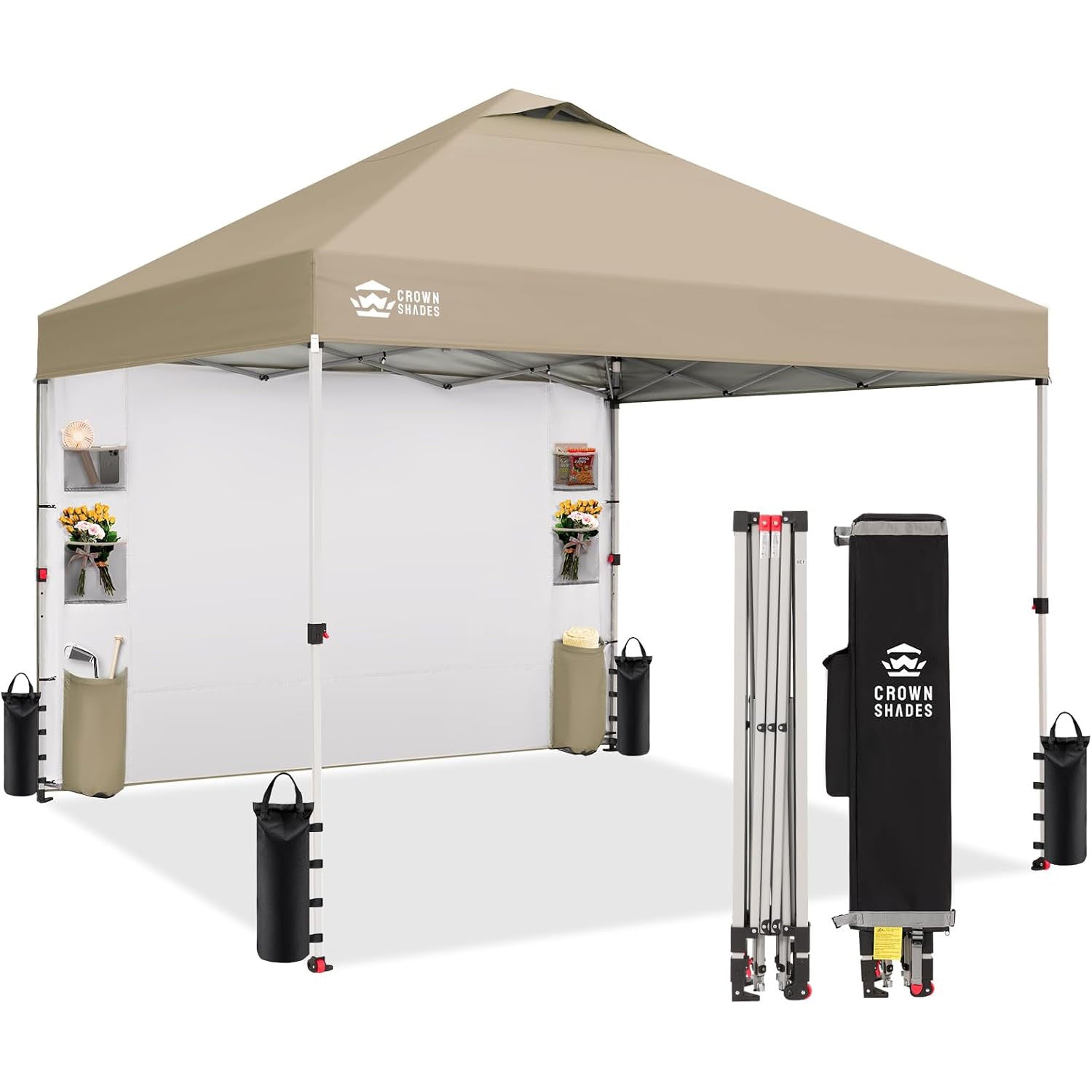 walmart zelt Baldachin-Zelt, 10 x 10 Zoll, Pop-Up-Überdachung, Schatten für den Außenbereich, mit Seitenwandtaschen, Aufbau durch eine Person, Mittelverriegelung – Crown Shades