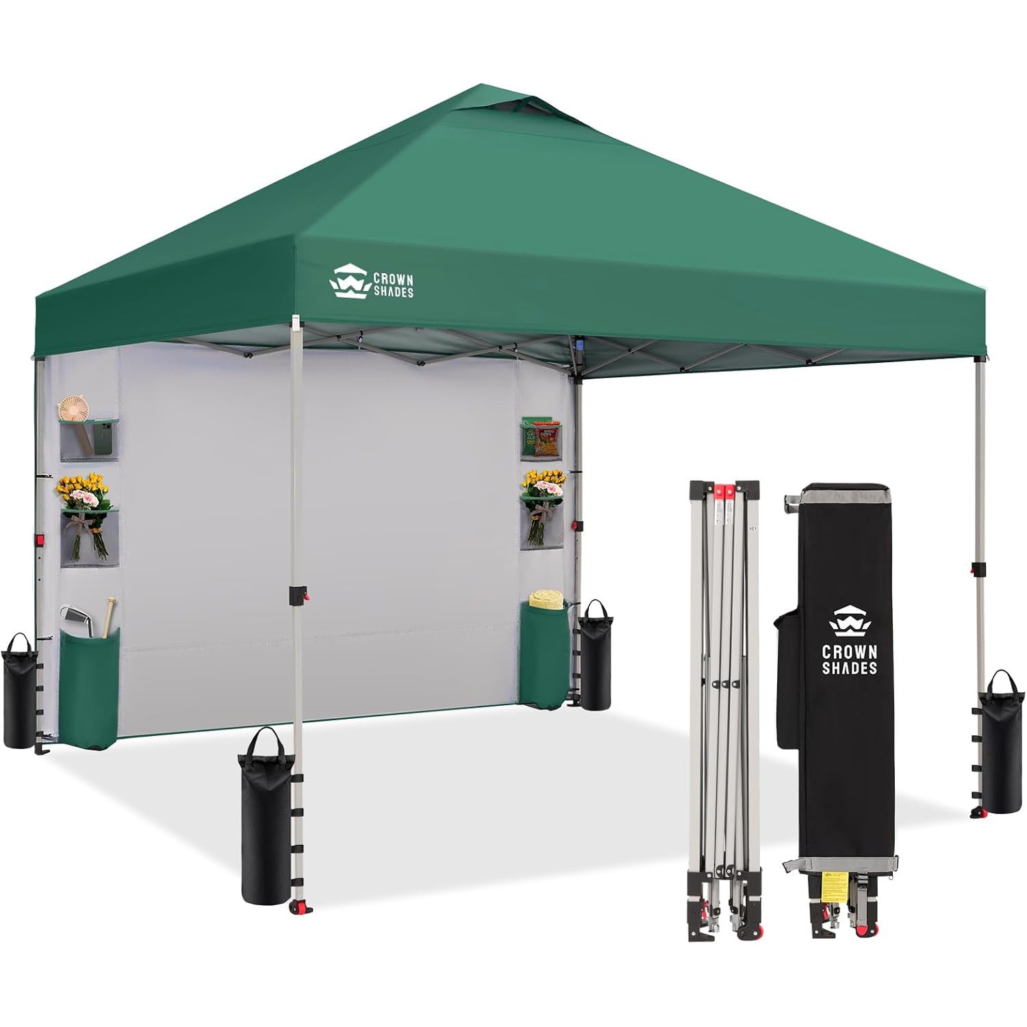 Baldachin-Zelt, 10 x 10 Zoll, Pop-Up-Überdachung, Schatten für den  Außenbereich, mit Seitenwandtaschen, Aufbau durch eine Person,  Mittelverriegelung – Crown Shades