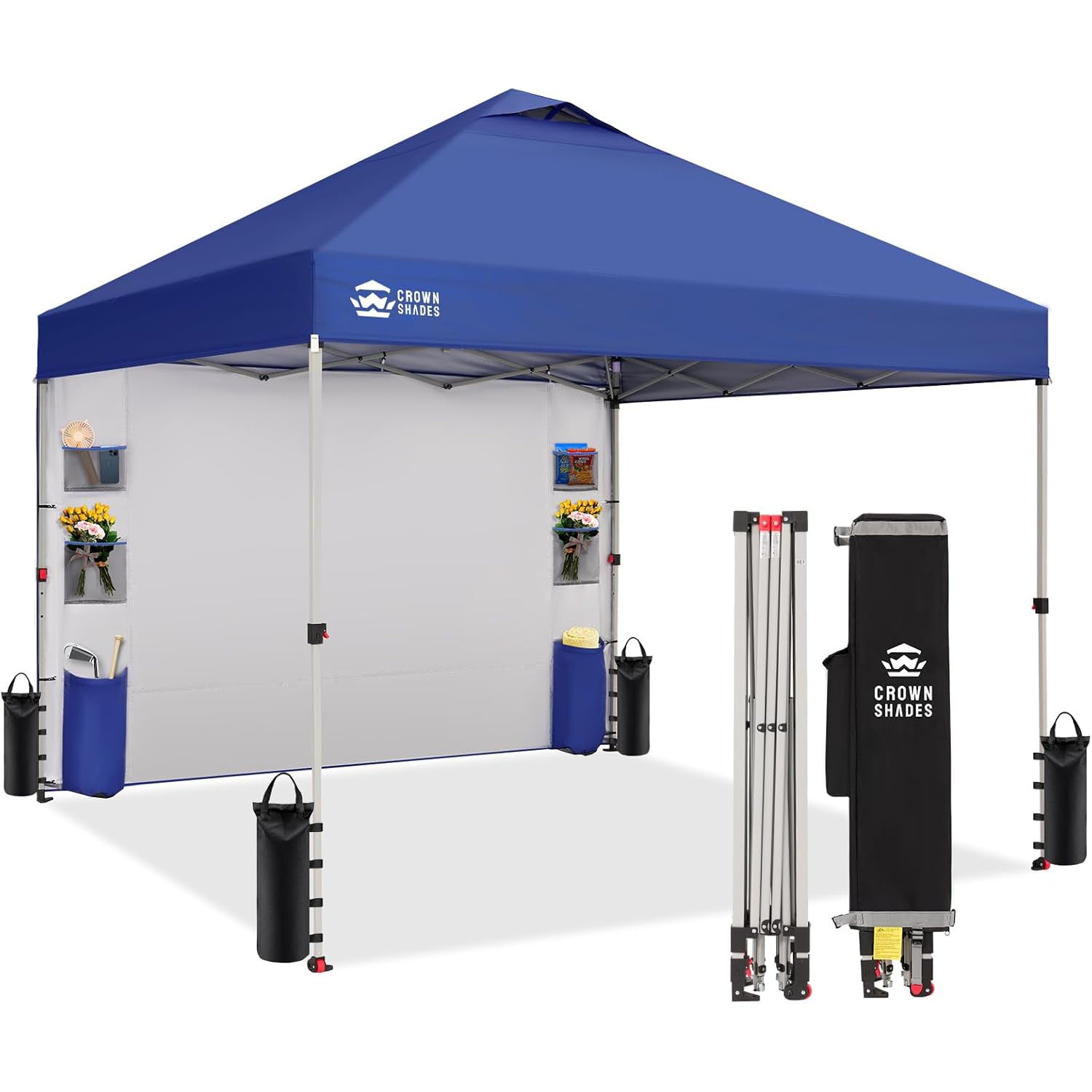 10×10 Pop Up Canopy Tent with Organizer Sidewall | Crown Shades