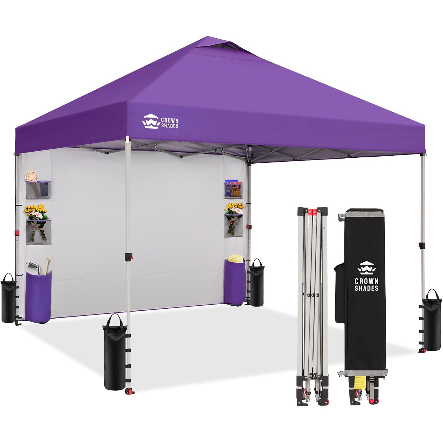 ez up zelt Baldachin-Zelt, 10 x 10 Zoll, Pop-Up-Überdachung, Schatten für den  Außenbereich, mit Seitenwandtaschen, Aufbau durch eine Person,  Mittelverriegelung – Crown Shades