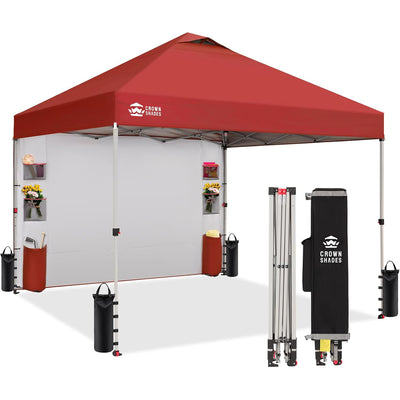 zelt baldachin Baldachin-Zelt, 10 x 10 Zoll, Pop-Up-Überdachung, Schatten für den Außenbereich, mit Seitenwandtaschen, Aufbau durch eine Person, Mittelverriegelung – Crown Shades