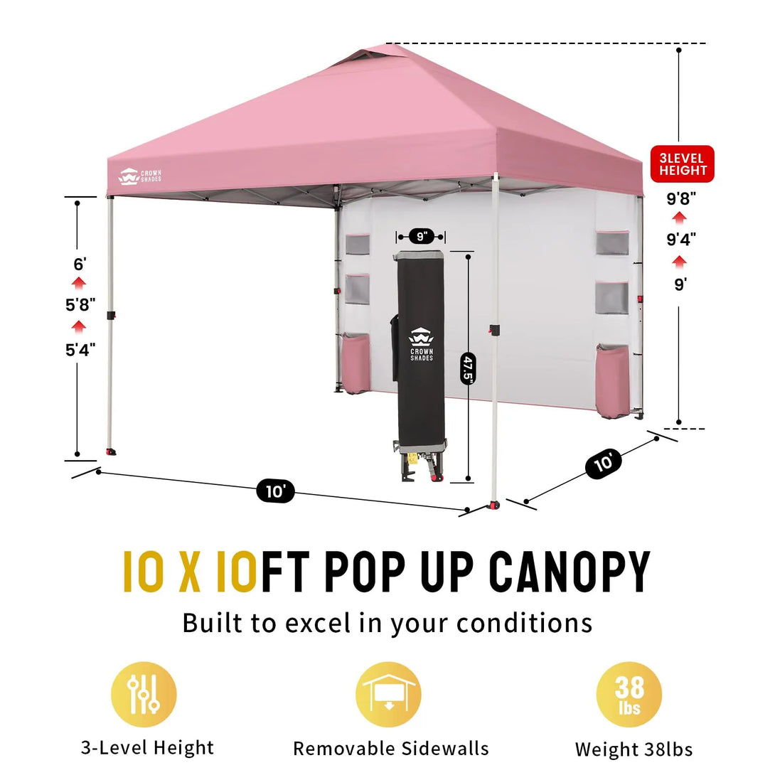 Tente pliante 10x10 et 1 paroi latérale avec organisateur
