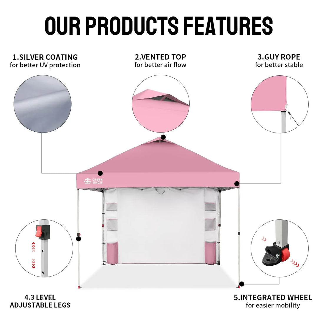 Tente pliante 10x10 et 1 paroi latérale avec organisateur