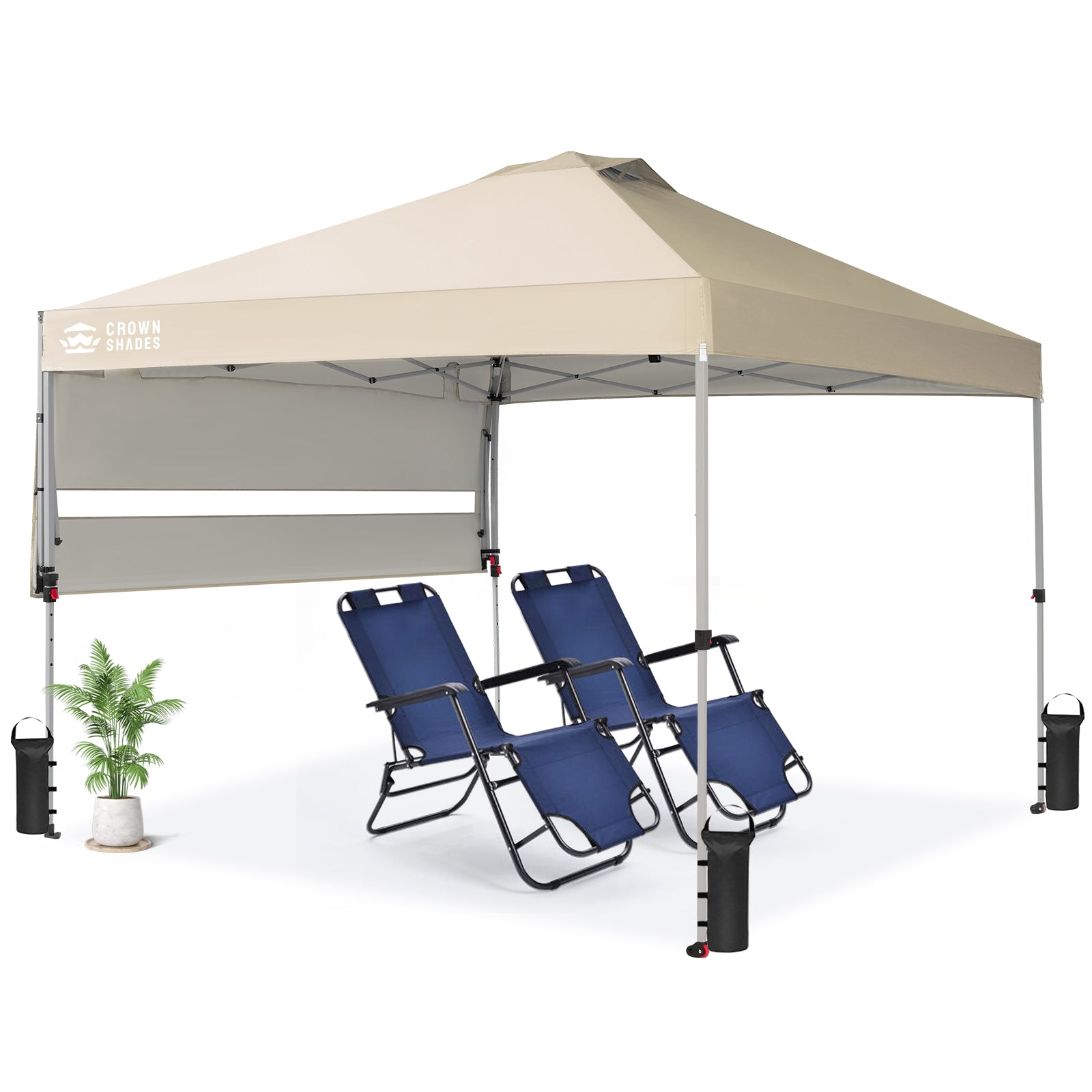 10x14 Pop Up Canopy with Extendable Awning – Crown Shades
