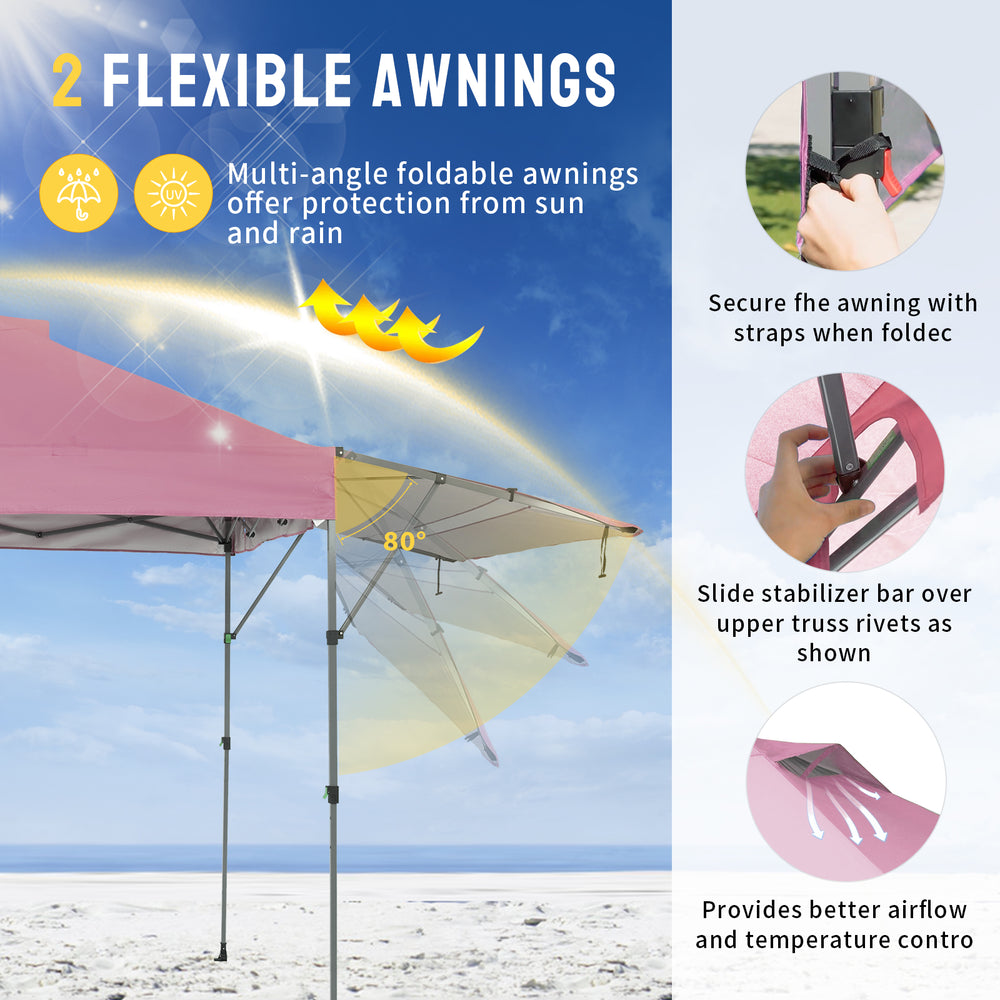 10x14 Pop Up Canopy w/ Extendable Awning | Vista | Crown Shades ...