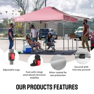 markise pink 10x14 Pop Up Canopy w/ Extendable Awning | Vista | Crown Shades® – Crown Shades