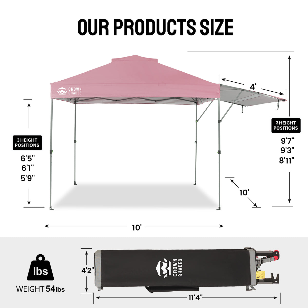 Extenable Canopy For Machine 10x14 Pop Up Canopy w/ Extendable Awning | Vista | Crown Shades ...