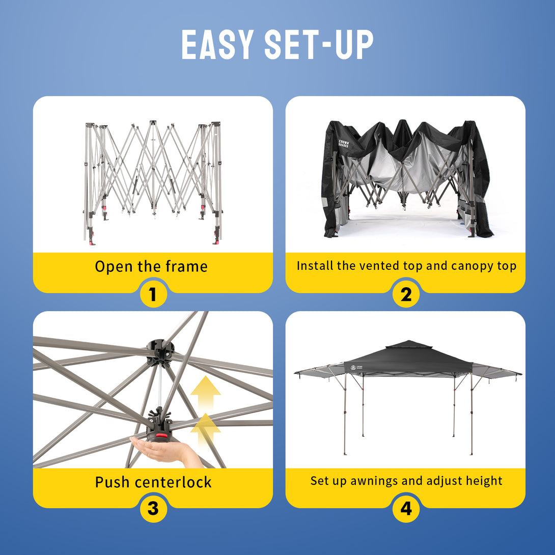 10x18 Pop Up CenterLOK™ Canopy with 2 Extend Awnings
