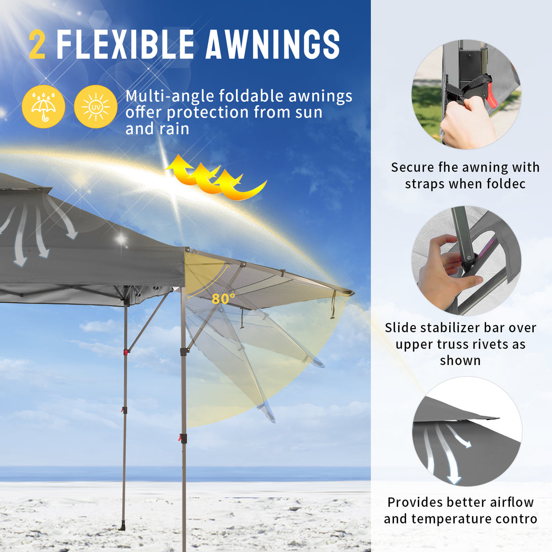 10x18 Pop Up CenterLOK™ Canopy with 2 Extend Awnings
