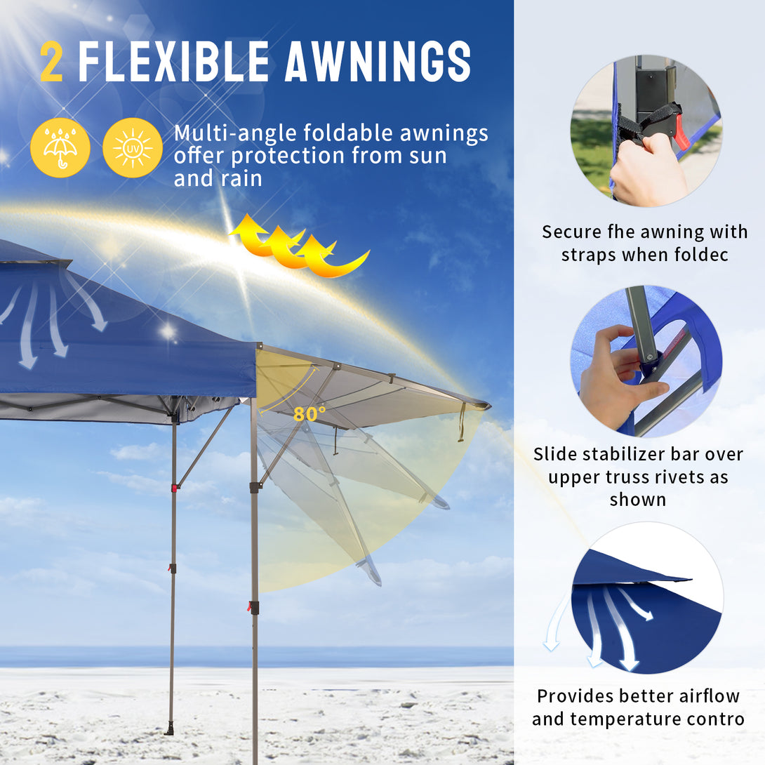 10x18 Pop Up CenterLOK™ Canopy with 2 Extend Awnings