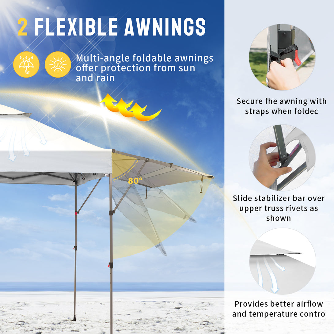 10x18 Pop Up CenterLOK™ Canopy with 2 Extend Awnings