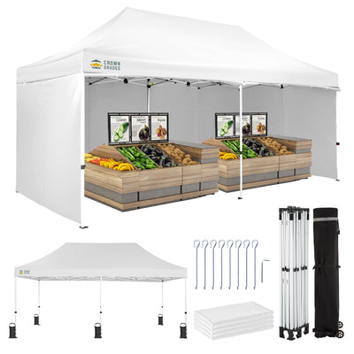 supermarkt zelt 10x20 Kommerzielles Pop-Up-Überdachungszelt – Robuster Schutz und schneller Aufbau – Crown Shades
