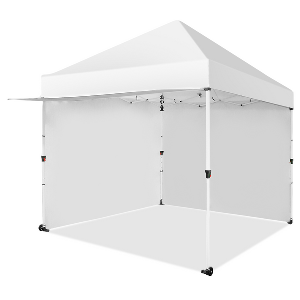 10x10 White Single Awning Panel with Double Sidewall Pop-Up Canopy