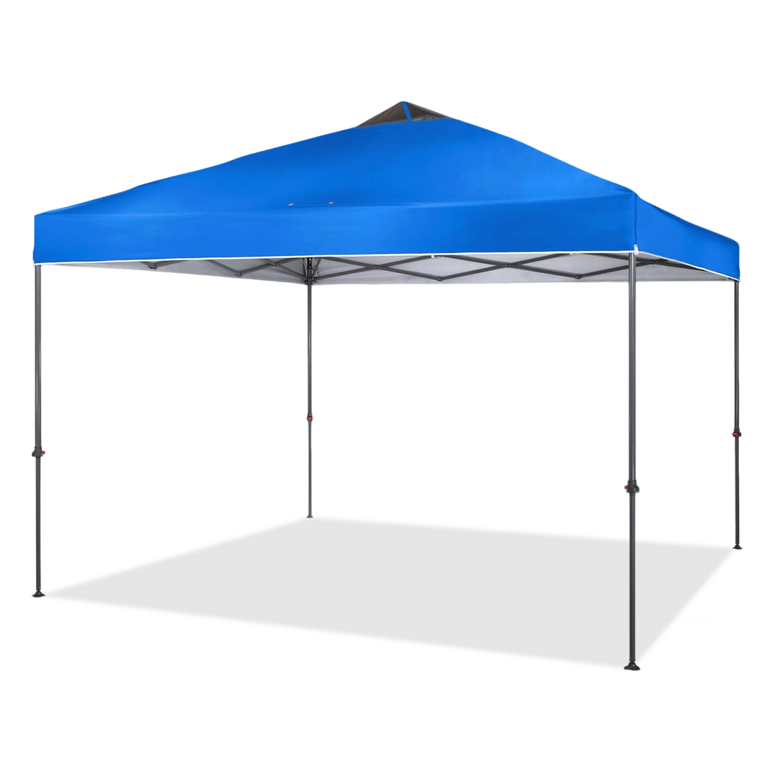 10x10 Ft Instant Pop Up Canopy Tent - One-Button Setup, Includes Roller Bag, Weights & Stakes, Blue