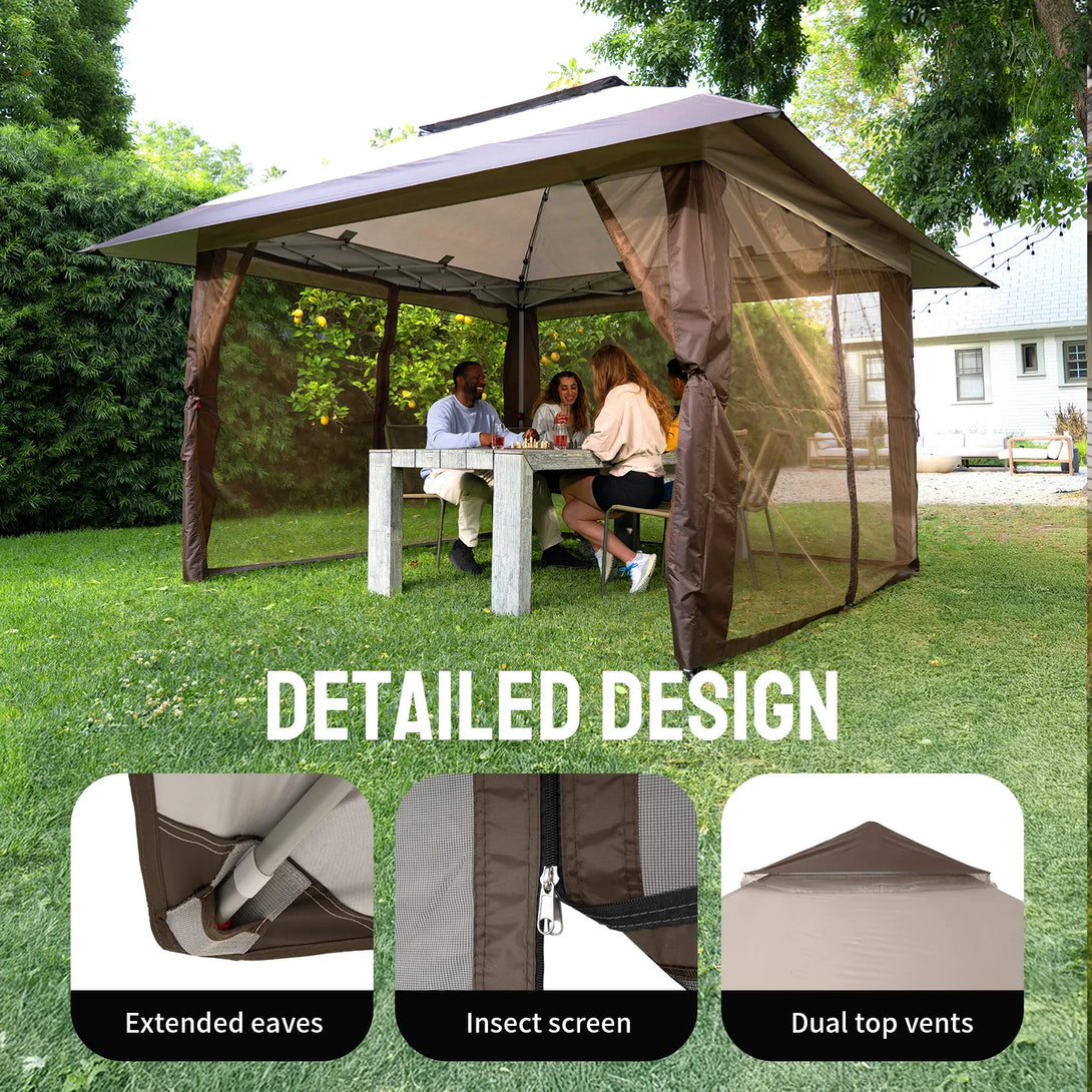 Tente de tonnelle pop-up 11x11 avec murs en maille