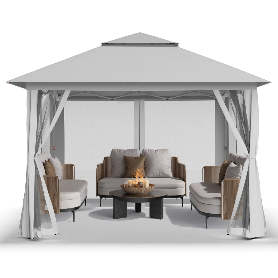 Tente de tonnelle pop-up 11x11 avec murs en maille