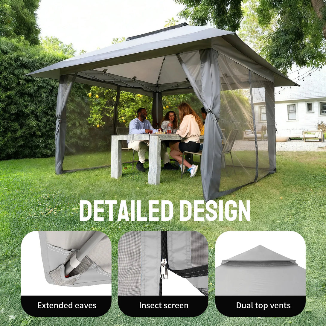 Tente de tonnelle pop-up 11x11 avec murs en maille