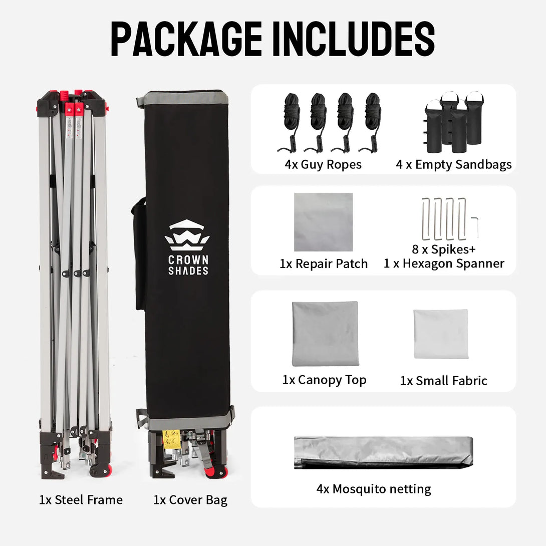 Tente de tonnelle pop-up 11x11 avec murs en maille