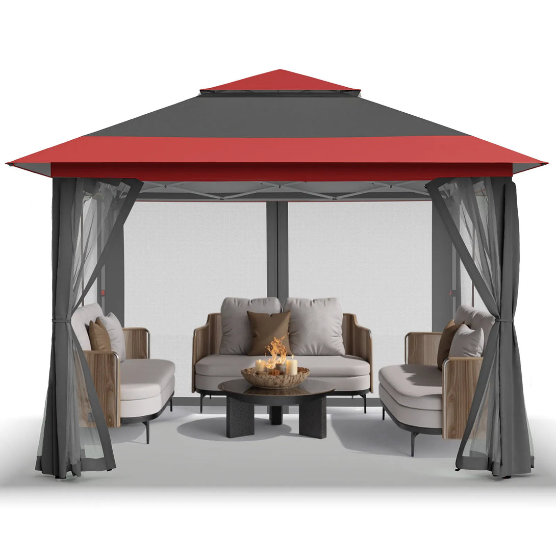 Tente de tonnelle pop-up 11x11 avec murs en maille