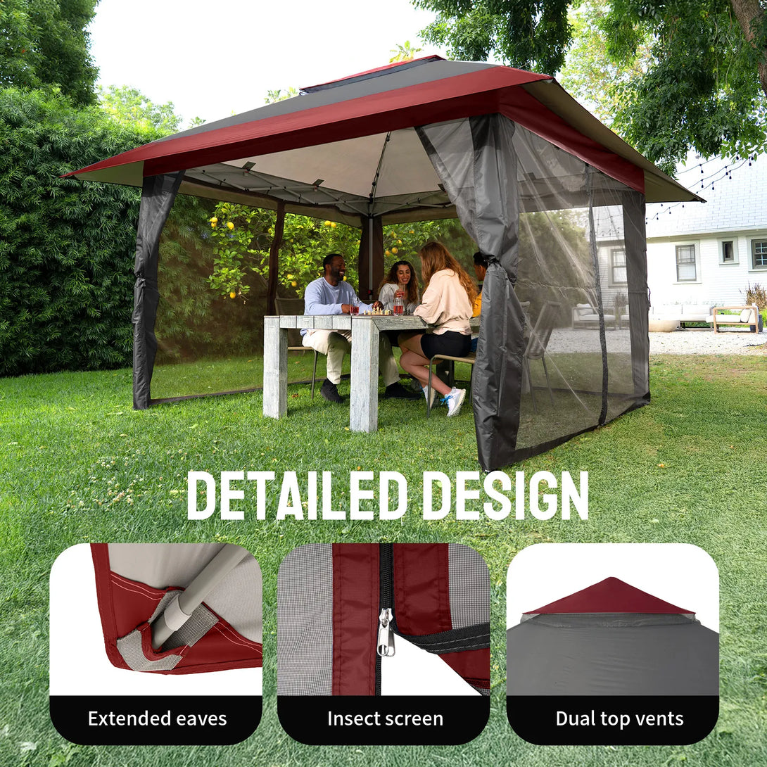 Tente de tonnelle pop-up 11x11 avec murs en maille