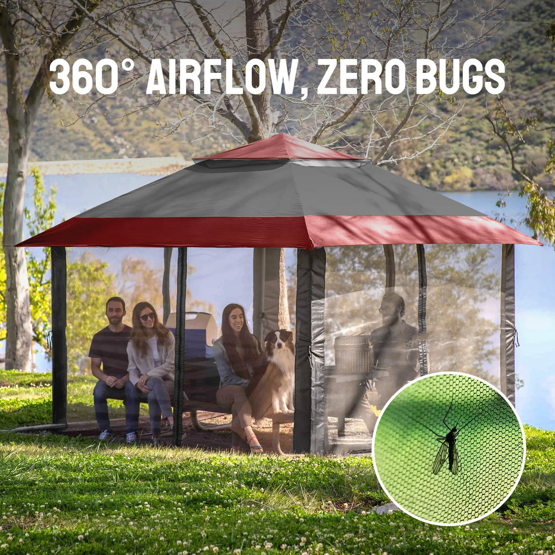 Tente de tonnelle pop-up 11x11 avec murs en maille