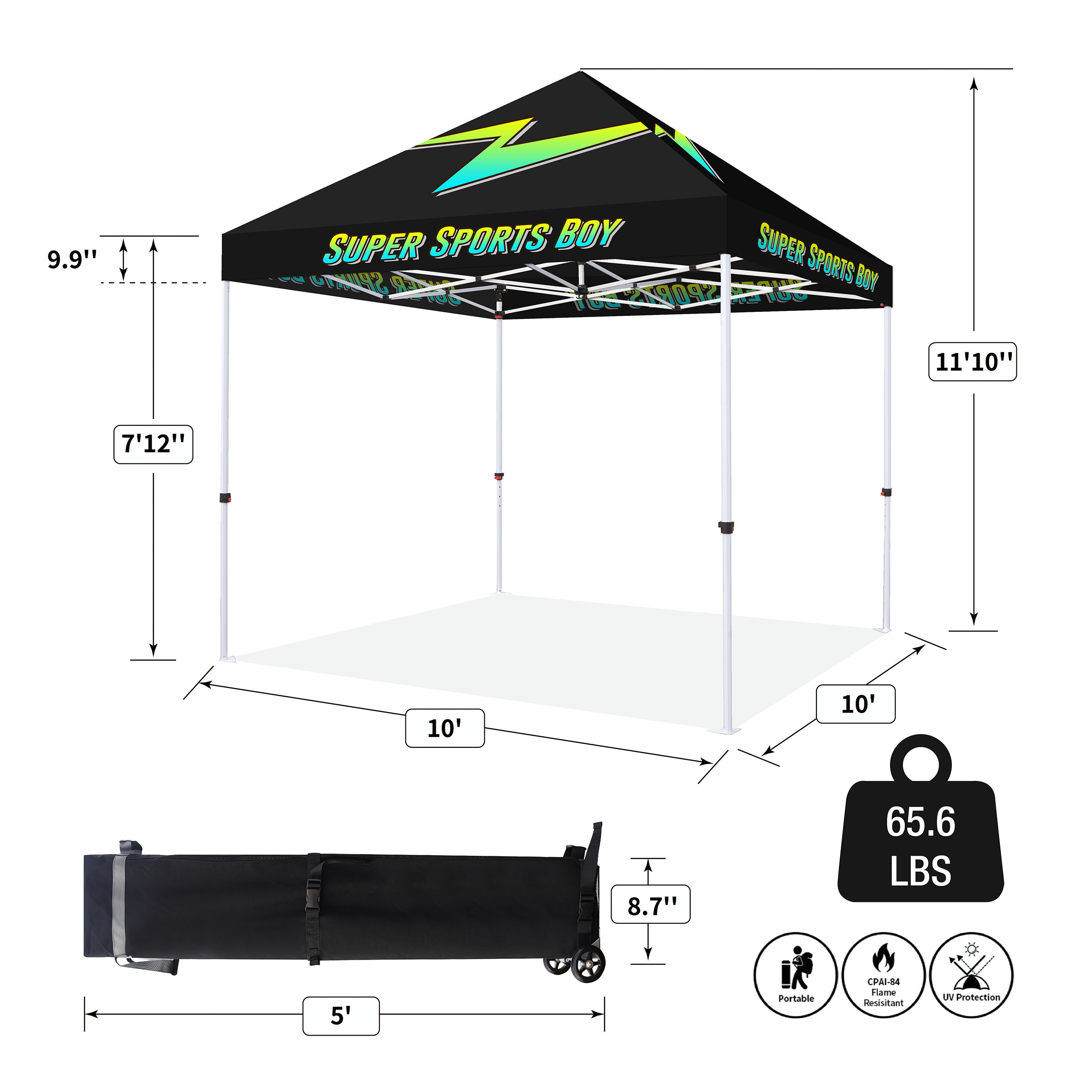 CROWN SHADES [M100SAL-CU] 10x10 Custom Tent – Complete Set with Frame & Canopy